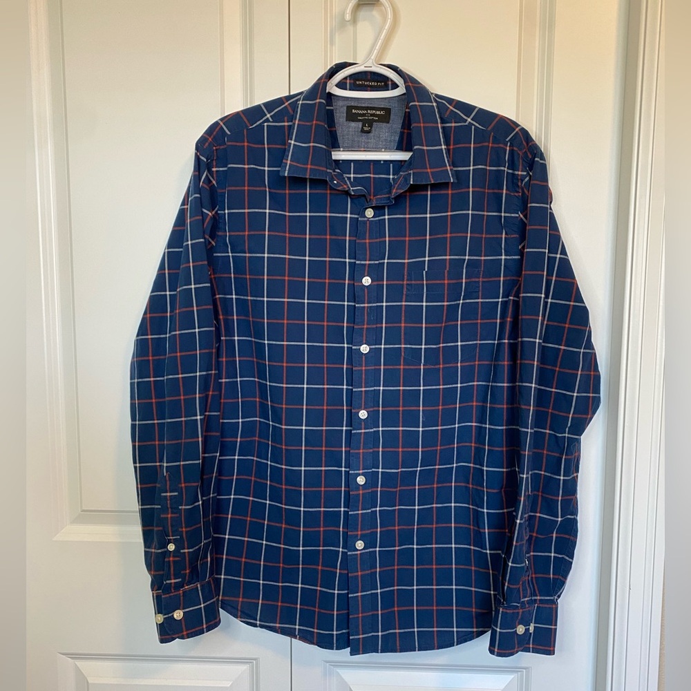 Banana Republic men’s slim untucked fit button down shirt, large